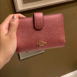 Coach Pink Metallic Wallet In Excellent condition